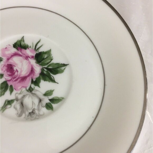 Royal Jackson Fine China Silver Trim Rose Teacup Saucer Vogue Ceramic Industries - Picture 6 of 6
